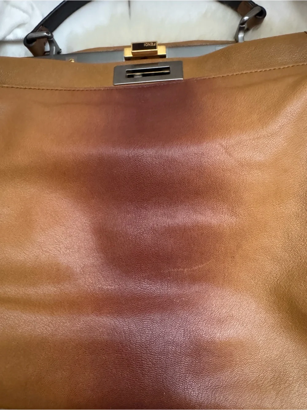 Fendi peekaboo large Brown Leather Top-Handle Women's Bag with Zebra Interior